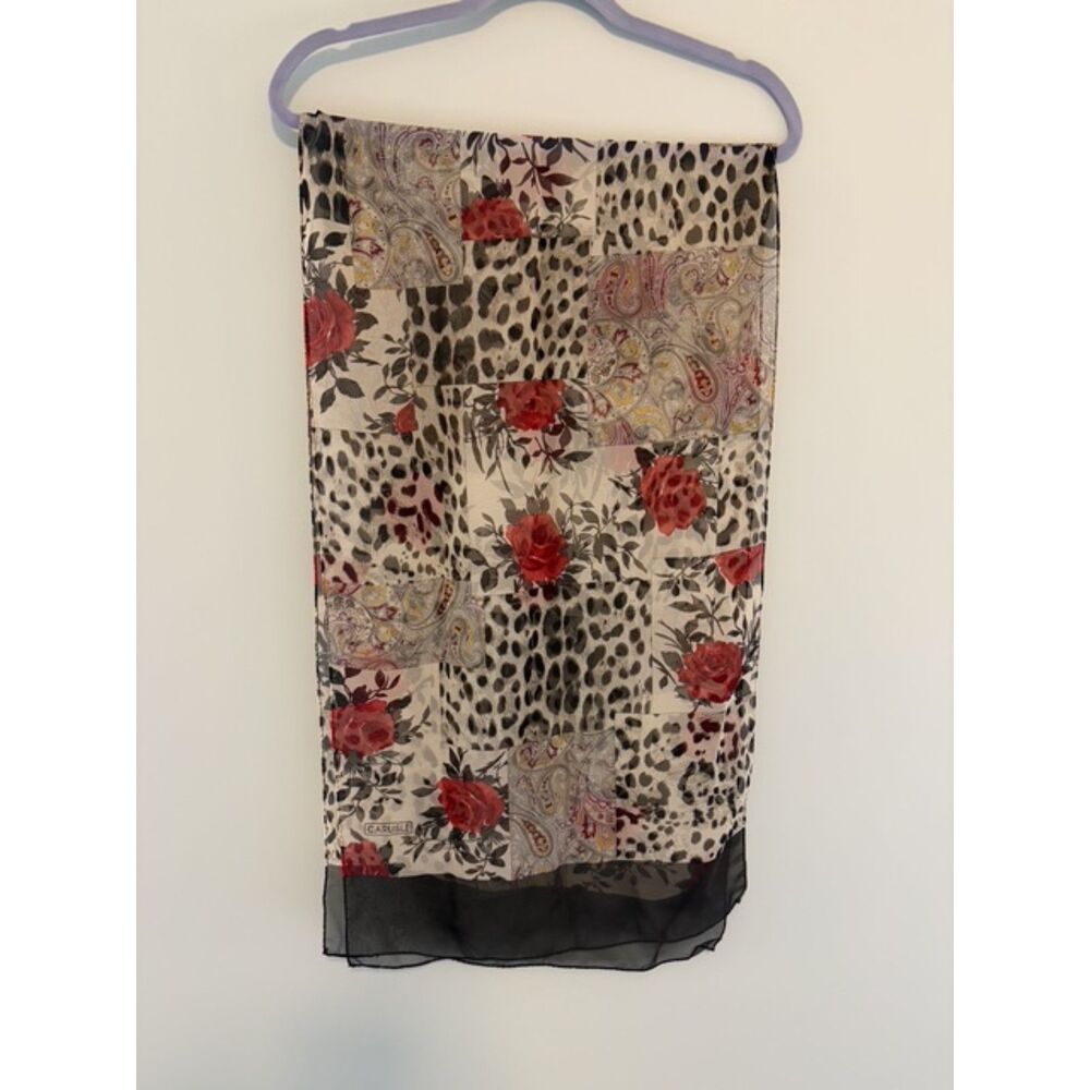 Carlisle Vintage Leopard Rose Silk Scarf